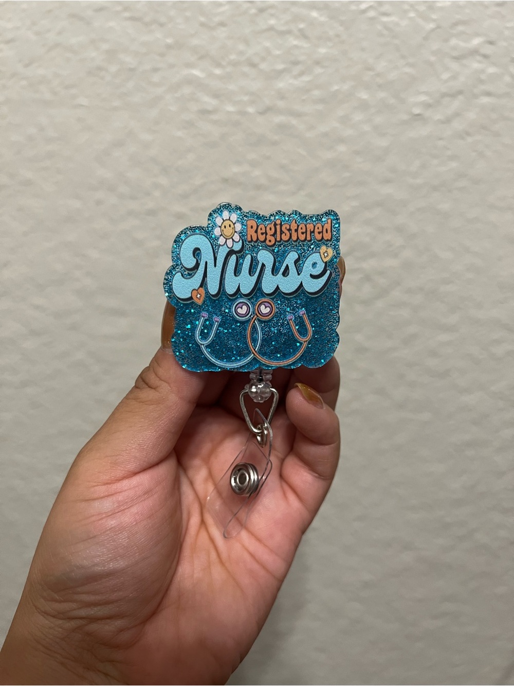Glitter "Registered Nurse" Badge Reel- ID Holder